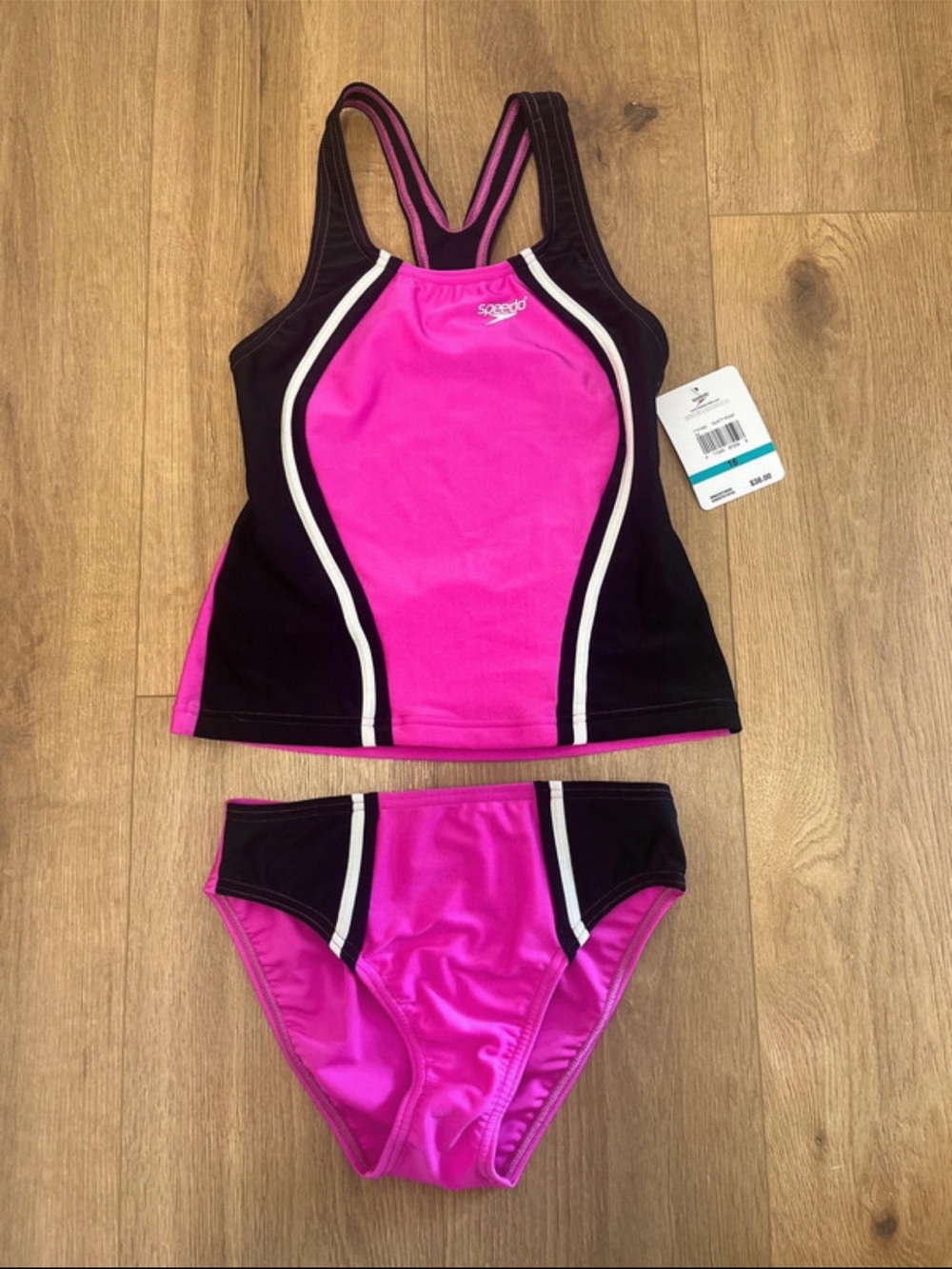 Speedo Kids Pink & Black Two-Piece Tankini Set